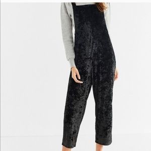 NWT black velvet overalls from urban outfitters